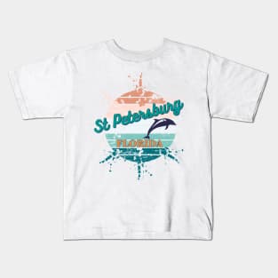 St Petersburg Florida Exploding Retro Vintage Sunset T-Shirt Kids T-Shirt